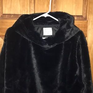 New Urban Outfitter Black Fur Hoodie